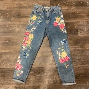 Topshop Embroidered Jeans